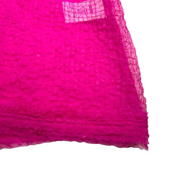 new Helmut Lang ψ Grid Chiffon Asymmetrical Top ψ Fuchsia Hot Pink ψ Large ψ - Picture 11 of 16